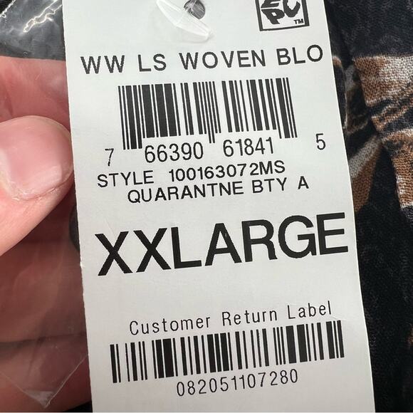 Style & Co Long Sleeve Mixed Print Blouse Plus Size Black and White NWT Boho - Picture 4 of 5